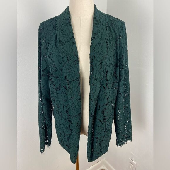 Torrid Womens Forest Green All Over Lace Blazer Fairy Grunge Whimsigoth Size 1X - Picture 1 of 12